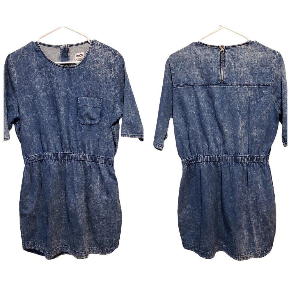 Asos Denim Curve Dress Womens Sz 14 Light Blue Denim Boho